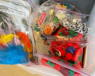 Feathers, pom poms, googly eyes, seasonal picks, was $7, NOW $5