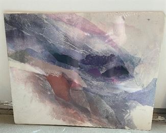 Purple/pink mixed media collage #B, 20" x 16",  $75