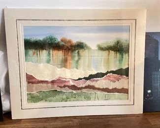 Kate Moynihan "Daybreak", watercolor collage,  34" x 27", (Retail $415), $125