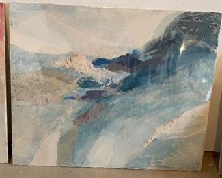 Bisson Blue abstract mixed media, 39.5" x 32" (Retail $600),  $225