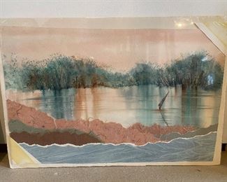 Kate Moynihan "Waiting In The Wind", mixed media collage, 30" x 20" (Retail $200),  $85