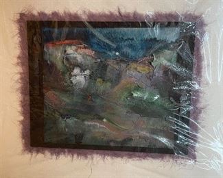 Rosenthal, mixed media painting, blue green, plum,  #1, 20.5" x 18", (Retail $175), $65