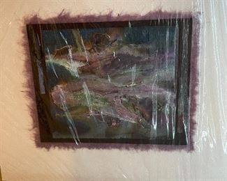 Rosenthal, mixed media painting, blue green, plum,  #2, 20.5" x 18", (Retail $175), $65