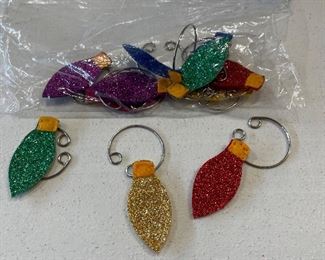 Glitter Xmas light wine markers,   $5