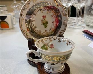 Teacup and saucer w/stand,  was $7, NOW $5