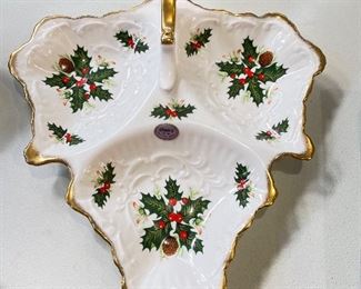 Gold rimmed holly plate, was$8, NOW $5