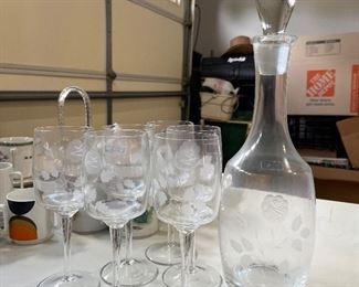 Toscany decanter and 6 wine glasses,  was $34, NOW $20