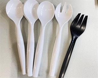 White  servings spoons and forks, was $4, NOW $2