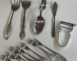 2 serving forks, bent spoon, butter knife, peeler, 8 small pastry forks, was $10, NOW $7