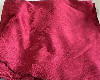 Red round tablecloth, $8