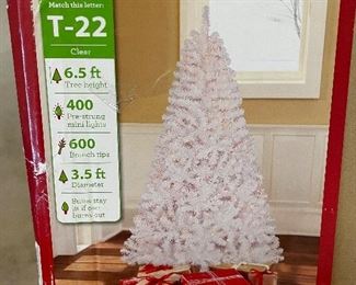 6.5' re-lit white Christmas tree.  was $28 , NOW $18