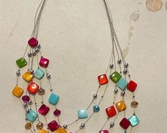 Multi color, multi string necklace,  $8