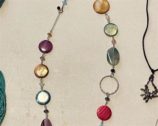 Multi color and silver ring necklace,  $10