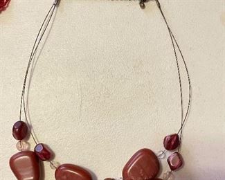 Brown polished stone necklace, $8