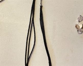 Black multi strand rope necklace, $8