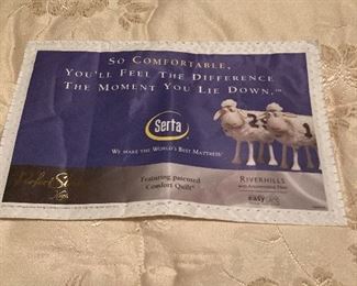 Close up of mattress brand