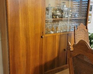 Mid-century, teak modular furniture:  Chifforobe and glass front cabinet (2 pieces)