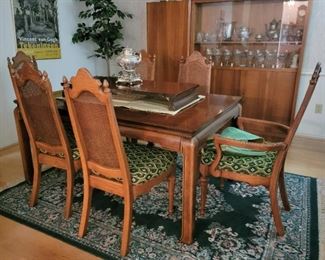 Ming Dining table paired with 6 cane back chairs