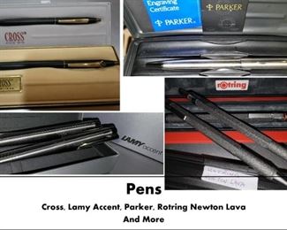 Pen collection: Cross, Lamy, Parker (new and vintage), Rotring Newton Lava