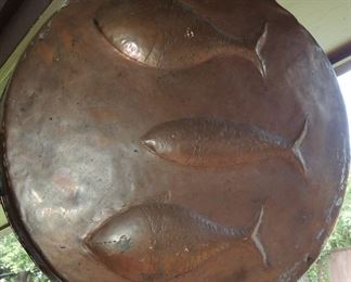 Large decorative copper pan / dish