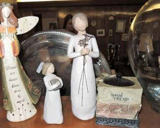 Willow Tree and decorative angels.  Selection of religious decor