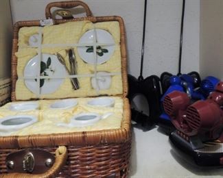 Toys: picnic set, remote control cars