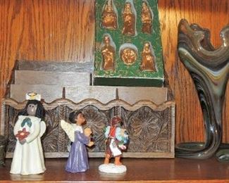 African American figurines. Art glass vases