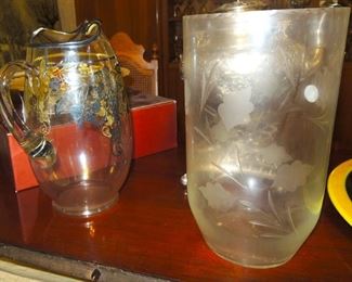 Antique crystal vases and pitchers