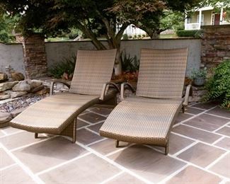 Set of Two (2) Frontgate Balencia Chaise Lounges with Arms 