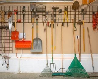 Lots of Garage Tools, Lawn, Garden Tools, Shovels, Rakes, etc
