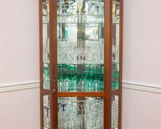 Corner Curio China Cabinet with Lights — D20" (Corner to Front) Sides 20" x H78" Door is 21"W
