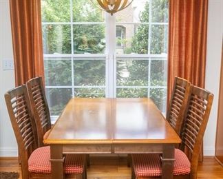 Basset Custom Dining Table W36" x L54" x H30"and 4 Nickel Back Chairs W19" x D24" x H40"

