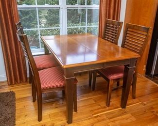 Basset Custom Dining Table W36" x L54" x H30"and 4 Nickel Back Chairs W19" x D24" x H40"


