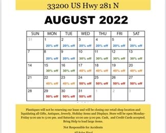 Sale through the end of August