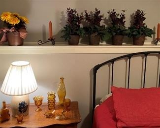 Iron bed with good queen mattress lower level bedroom