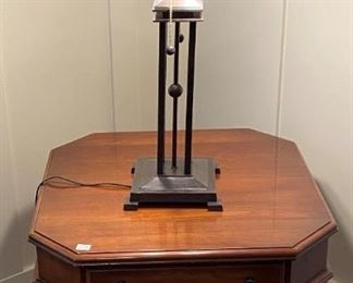 Occasional table with Arts & Crafts style table lamp