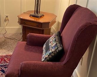 Burgundy wingback chair
