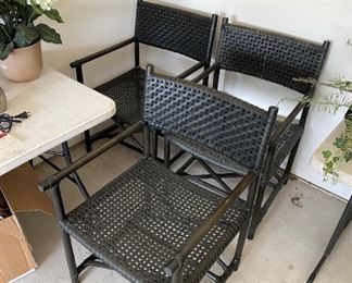 3 leather wrapped armchairs