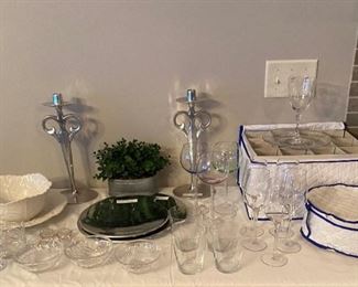 Set of 12 stemware with matching 8" plates