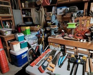 Wood Working Tools and Hand tools as well as power tools Garage is beyond stuffed!