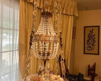 MCM Hollywood Regency Hanging Table Lamp Chandelier