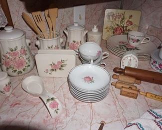 Rose dishes and kitchen accessories