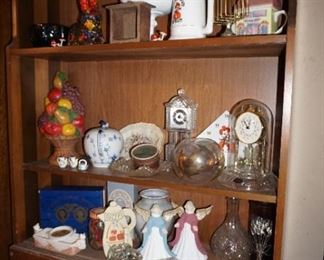 bookcase, decor, figurines
