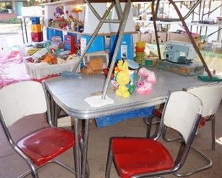 chrome tables, chrome chairs