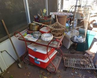 cart, bird cages