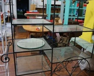 glass shelf and iron cart