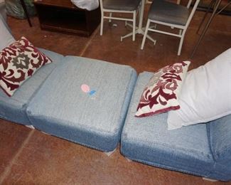 denim chairs and foot stool
