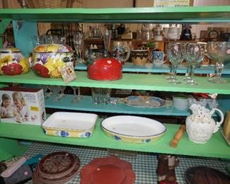 Pioneer Woman tea pot, small pot, tea kettle, stemware, Dansk baking dishes, pitcher,