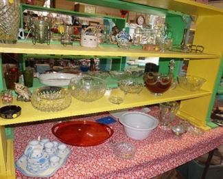 bowls-cut glass, glass, plastic, crystal, pitchers, pottery, ceramic tea set