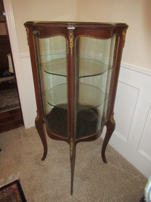 ANTIQUE FRENCH CURIO CABINET LOUIS XV STYLE 21” X 20” X 48”